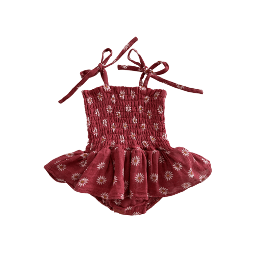 Muslin Smocked Bubble w/ Skirt, Daisy Dot