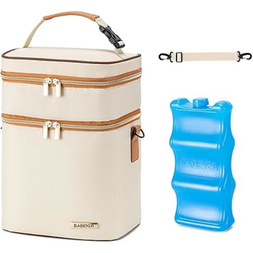 Breastmilk Cooler Bag with Ice Pack Fits 6 Baby Bottles Up to 9 Ounce
