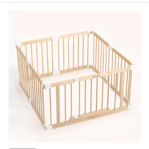 HARPPA Wooden Baby Gate Playpen | Non-Toxic Foldable DIY Adjustable Play Yard for Infants & Toddlers – Natural Finish Baby Fence for Small & Large Spaces