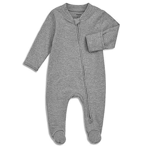 Aablexema Organic Cotton Baby Footie Pajamas with Mittens Newborn Soft Zip Sleeper
