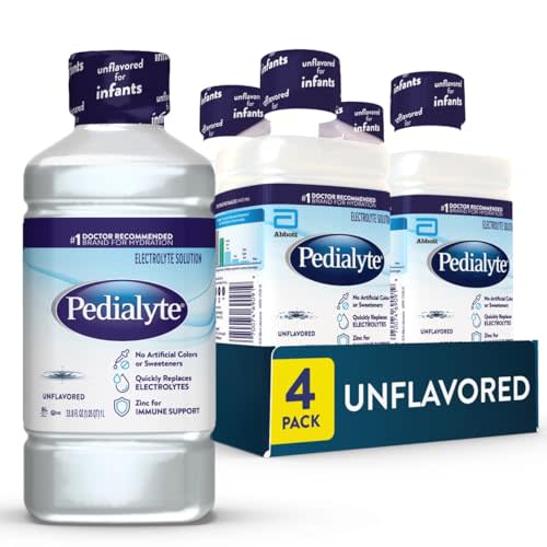 Pedialyte Electrolyte Drink, Unflavored Hydration Drink | Hydration for Adults and Kids, 3 Key Electrolytes to Quickly Restore Fluids and Electrolytes, No Artificial Colors