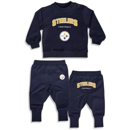 Gertex NFL Baby 2-Piece Navy French Terry Cotton Set with Crewneck & Pants | Officially Licensed, Available in 10 Teams