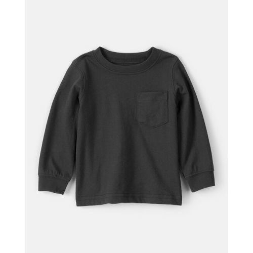 Baby Boy Long-Sleeve Pocket Tee - Black | Carter's