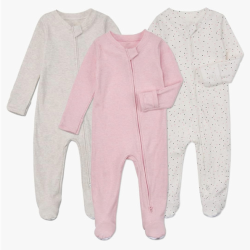 Aablexema Baby Footie Pajamas with Mittens - 3Pcs Infant Cotton Footed One Piece Sleepwear Outfits