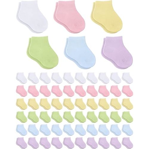 Jecery 60 Pairs Baby Socks Infant Socks Bulk for Newborn Baby Boys Girls Kids Toddler Unisex Low Cut Anklets Pure Cotton