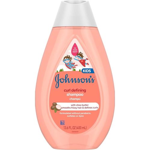 Johnson's Kids' Curl Defining Shampoo with Shea Butter, Cleanses, Smooths Frizz, & Defines Waves & Curls for 24 Hours, 13.6 fl. oz