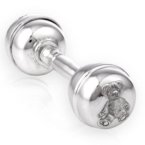 Sterling Silver Dumbbell Rattles - Bears