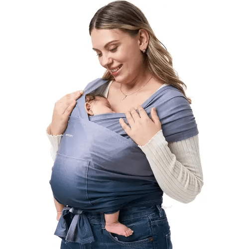 Momcozy Baby Wrap Carrier, Ergonomic Infant Slings for Newborn to Toddler 8-35 lbs, Adjustable Baby Wrap for Adult Fits Sizes XXS-XXL, Easy to Wear Baby Carriers, Gradient Blue