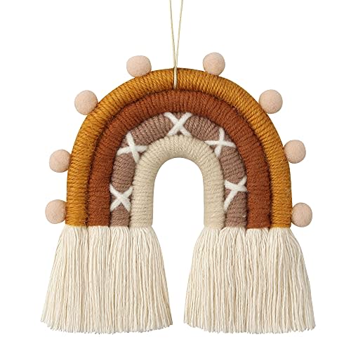 BOHO GARDEN Macrame Boho Rainbow Charm - Essential Oil Diffuser for Cars, Baby Nursery, Children's Bedroom, Home & Office - Colorful Decorative Hanging Air Freshener & Accessories - 3x4 - Rocky Road