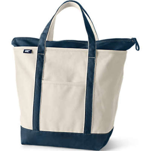 5 Pocket Open Top Canvas Tote Bag | Lands' End - size Large, regular strap, zipper top