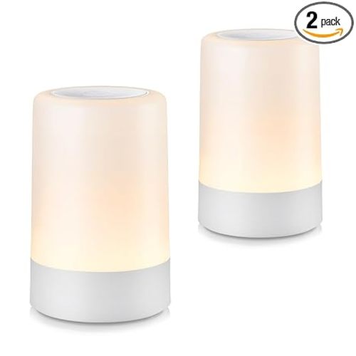2 Pack Baby Night Light for Nursery, Rechargeable Touch Night Light, Portable Bedside Lamp, Dimmable Nursing Light for Breastfeeding, Diaper Changes, Kids Room & Bedroom