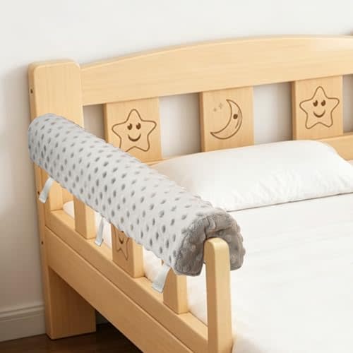 Toddlers' Bed Rail Bumpers Protecter - Children's Bed Guardrail Padding - Anti-Collision- Easy InstallEnhanced Safety Mostly Fit (White) (Gray, 3PC)