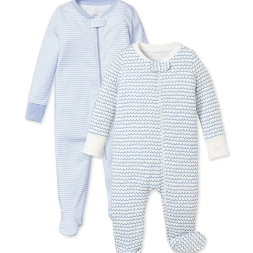 Baby's Pima Romper Duo in Blue Stripe & La Mer
