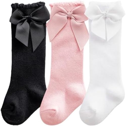 BQUBO Baby Knee High Socks Newborn Infant Toddler Kids Socks Girls Uniform Leggings Dress Sock Long Cotton Stockings
