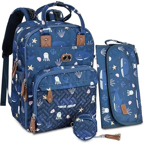 Dikaslon Diaper Bag Backpack with Portable Changing Pad,Baby Essentials