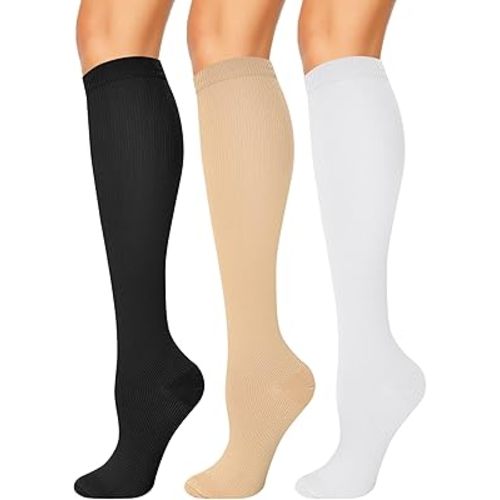 3 Pairs Compression Socks for Women & Men 15-20 mmHg,Best Support for Cycling Athletic Hiking Running