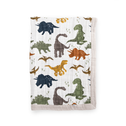 Cotton Muslin Baby Quilt - Dino Friends