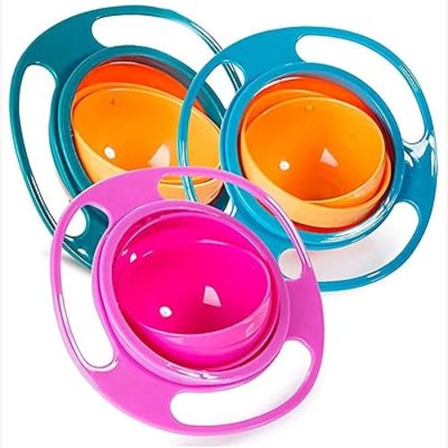 Song Qing Magic Gyro Bowl 360 Degree Rotate Spill-Proof Bowls with Lid Plastic Creative Dishes Practice Feeding Bowls