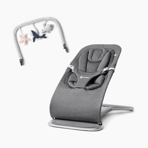 Ergobaby Evolve Bouncer & Toy Bar Bundle - Charcoal Grey