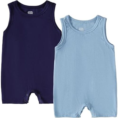 DEFAHN Visocse made from Bamboo Baby Boy Sleeveless Romper One-Piece Infant Solid Tank Bodysuit Jumpsuit Girls Summer Outfits