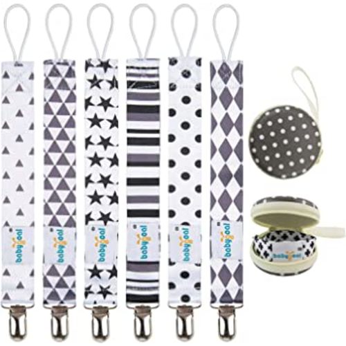 Babygoal Pacifier Clips for Boys, 6 Pack Pacifier Holder Clips for Baby Boys and Girls Fits for Most Pacifier Styles and Baby Gift 6PBM05-HZ