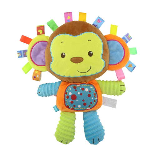 Color Paradise Sensory Tag Toys - Soft Plush Animal Comfort Doll with Built-in Rattle, Crinkle Tags for Baby Sensory Development, Soothing Newborn Gift