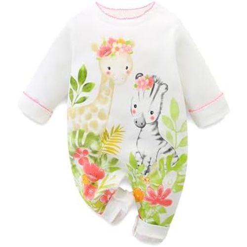 Hikido Cute Baby Girl Clothes Footless Onesie Long Sleeve Outfit Jumpsuit Infant 100% Cotton Romper