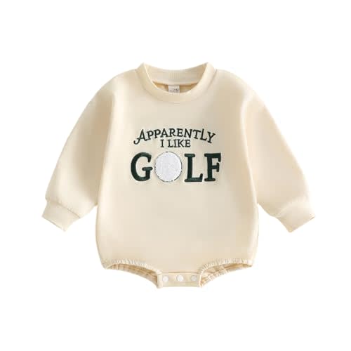 PUHHAPIEY Baby Boy New To The Club Golf Sweatshirt Bubble Romper Onesie | Apparently I Like Golf Embroidery, Short Sleeve, Newborn Golf Bodysuit, Fall Winter Clothes