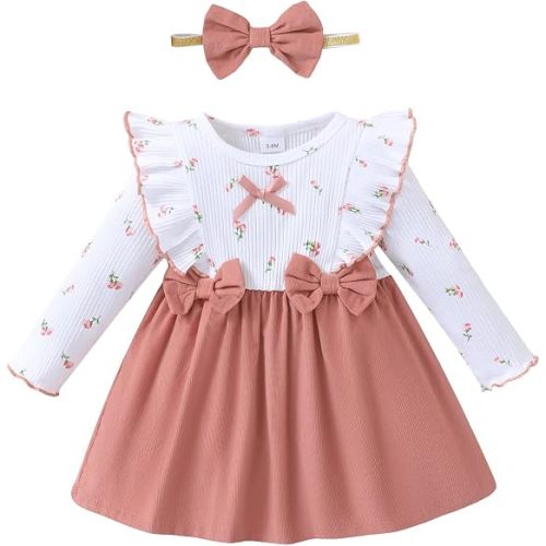 sweetabby Baby Girl Clothes Toddler Dress Long Sleeve Fall Winter Outfits