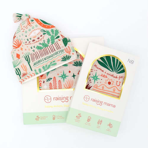 Cactus Western Bamboo Newborn Swaddle Set + Cap | Raising Mama