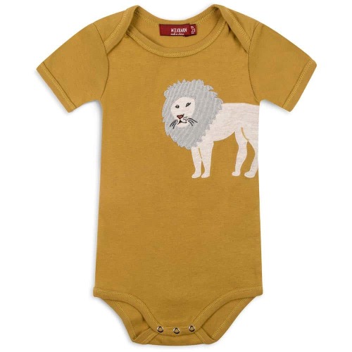 Lion Appliqué Organic Cotton Short Sleeve One Piece
