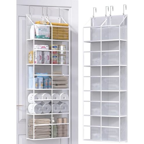 ALLTIDYUP 5 Tier Hanging Yarn Storage, 10 Clear Pockets Over the Door Organizer, Heavy Duty Oxford Fabric, Large Capacity 50lbs for Closet, Dorm Room, Pantry, Nursery, Crochet Hooks & Knitting Needles