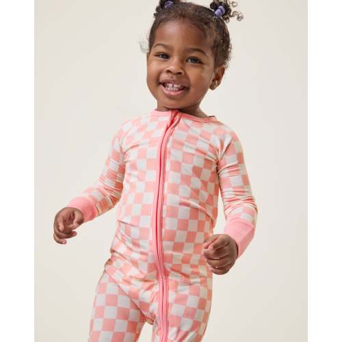 Bamboo Baby Pajamas | pink Checker | Kindred Bravely