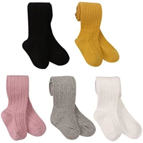 Bafeicao 3/4/5 Pack Toddler Baby Girls Tights Cable Knit Leggings Stockings Little Girl Cotton Pantyhose
