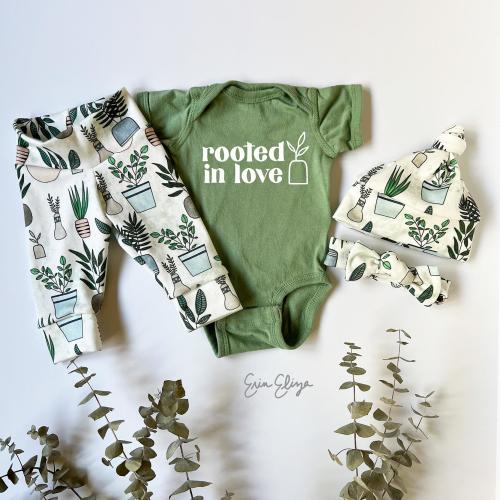 Rooted in love baby outfit, Plant baby, Plant lovers baby gift, Plant baby clothes gender neutral, Plants baby shower, Plant gifts for baby