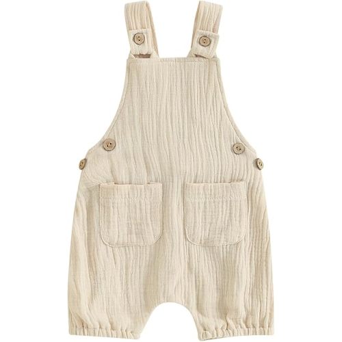 Infant Baby Girl Boy Romper Shorts Linen Sleeveless Jumpsuit Bib Overalls One Piece Outfit Spring Summer Clothes