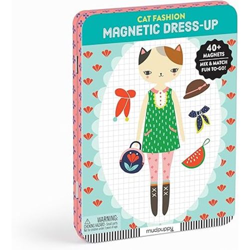 Mudpuppy Cat Fashion Magnetic Figures, 6 x 8 x 1",for 72 months to 120 months