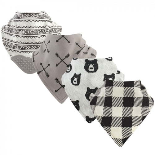 Yoga Sprout Baby Boy Cotton Bandana Bibs 4pk, Bear Hugs, One Size