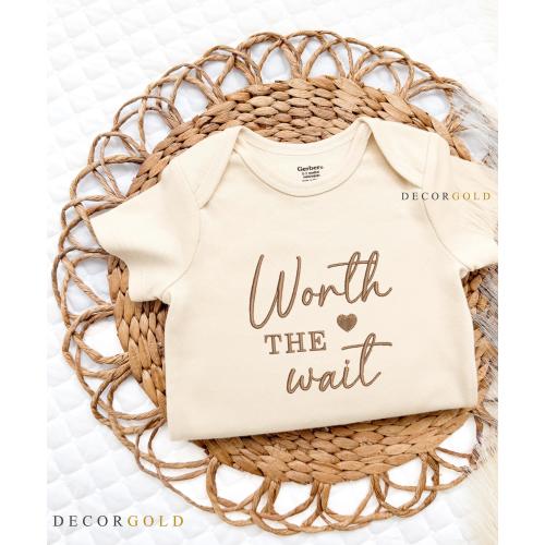 Embroidered Worth the wait Onesie® IVF Pregnancy Announcement Onesie®, Custom Rainbow Miracle Onesie® Custom Baby Bodysuit, Christmas Gift