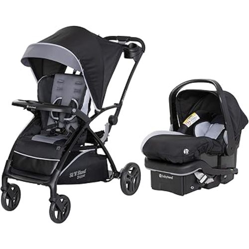 Baby Trend Sit N' Stand 5 in 1 Shopper Stroller with Canopy and Storage Basket, EZ Lift Plus Lightweight Infant Car Seat for Babies, Stormy
