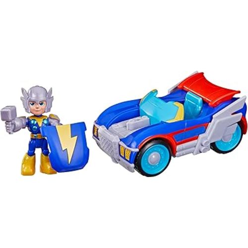 Marvel Iron Man and His Awesome Friends Thor Thunder Roadracer Action Figure & Toy Vehicle, 3-Inch (7.6 CM) Super Hero Toys, 3+