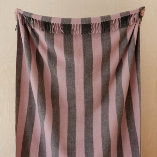 TBCo Recycled Wool Blanket in Pink Diamond Stripe
