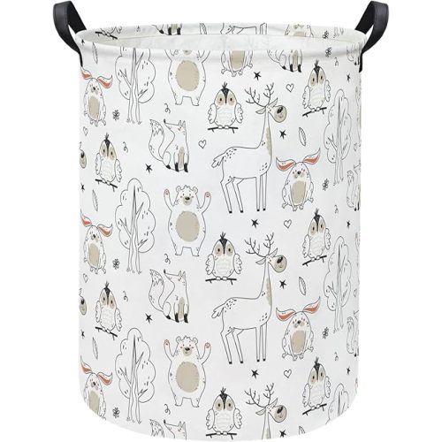Baby Laundry Hamper kids laundry Basket Waterproof Storage Bin for Bedroom Toy Clothes Organizer Basket Woodland Animals Room Décor(Animals)