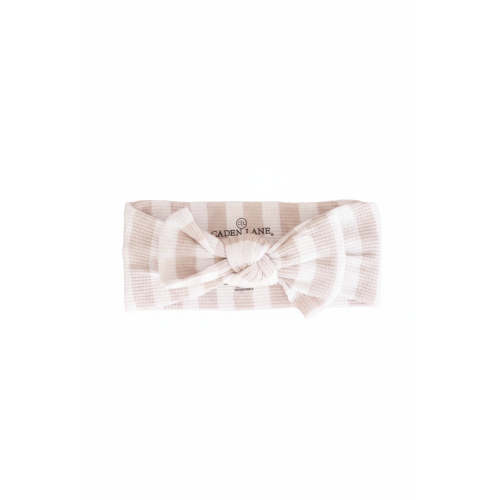 Latte Stripes Bamboo Waffle Knit Large Bow Headwrap