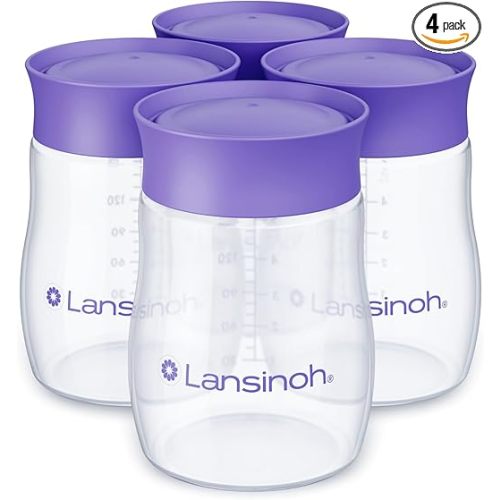 Lansinoh Breastmilk Storage Bottles | 4-Pack 5oz BPA & BPS-Free | Pump-to-Storage Feeding Bottles | Compatible with Lansinoh Breast Pumps and Nipples