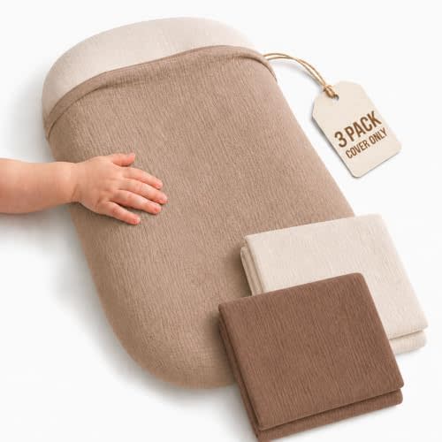 3 Pack Muslin Baby Lounger Covers, Covers Only, 35.5" x 20"
