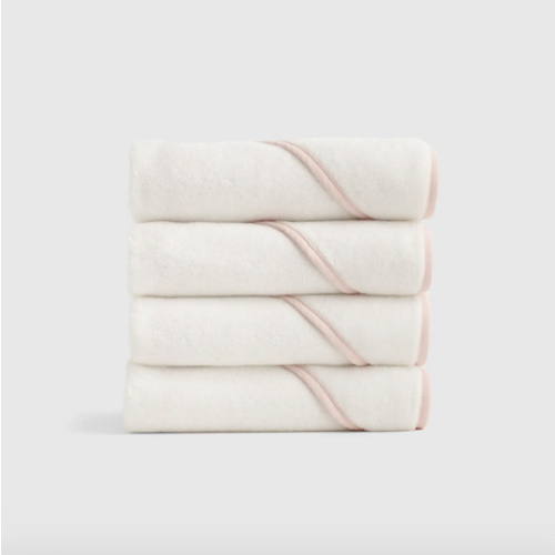 Organic Turkish Cotton Baby Hooded Towel Set 4-Pack in Soft Pink