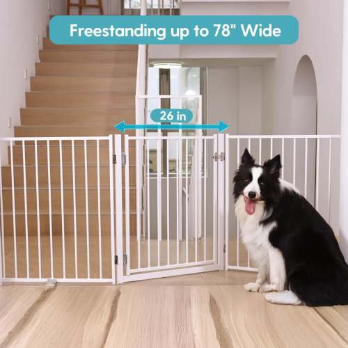 30" Tall Dog Safety Gate Indoor 52"-204” Wide Free Standing Dog Gate – Pawreto