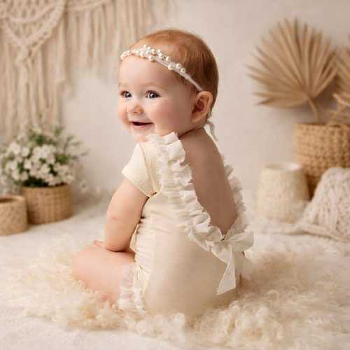 Low back Toddler Romper outfit – Open Back Baby Girl Outfit, 1st Birthday or Cake Smash, Boho Photo Prop