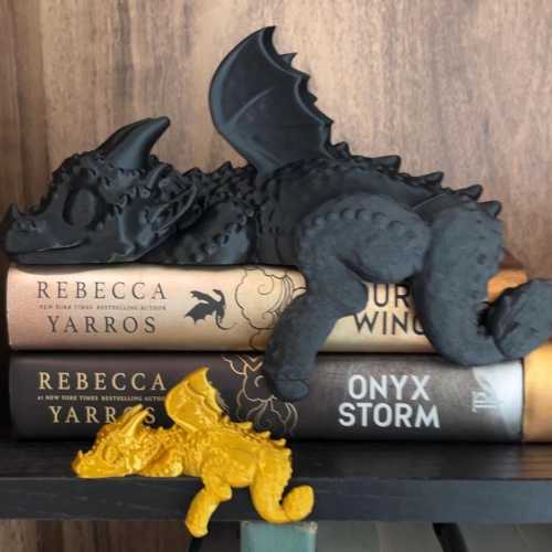 Sleeping Bookshelf Dragon | Empyrean Series, Fourth Wing Decor | 3D Printed Gift, Good Reads, Adorable Cute Decoration, Bookies